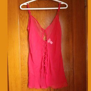 Vintage, sexy red w sparkles, short, chemise lingerie, nightdress, XL, La Senza